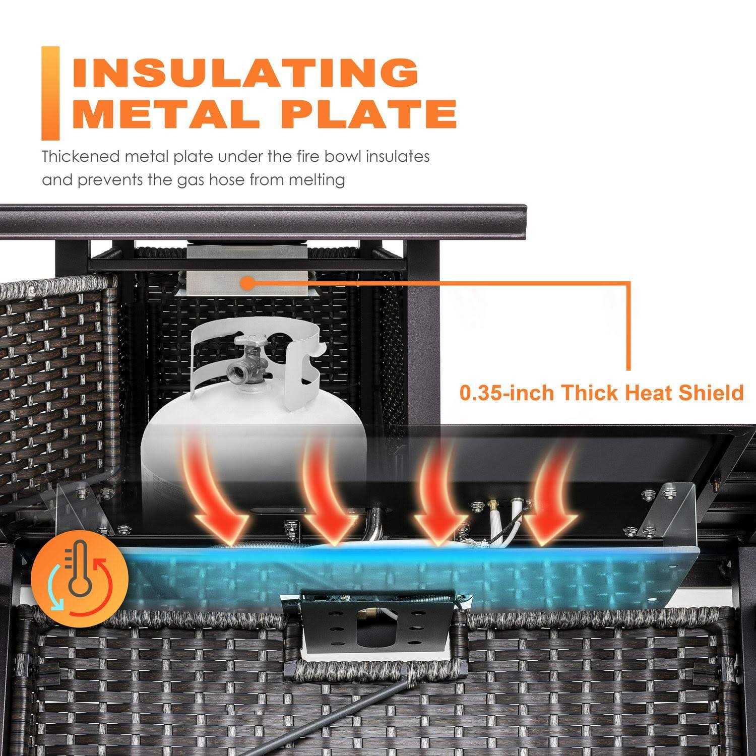 Nuu Garden 42-in W 50000-BTU Tabletop Aluminum Propane Gas Fire Pit Table Stainless Steel AF115C-G - Image 4