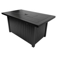 allen + roth 48-in W 40000-BTU Black Steel Propane Gas Fire Pit Table Stainless Steel GAD17103L