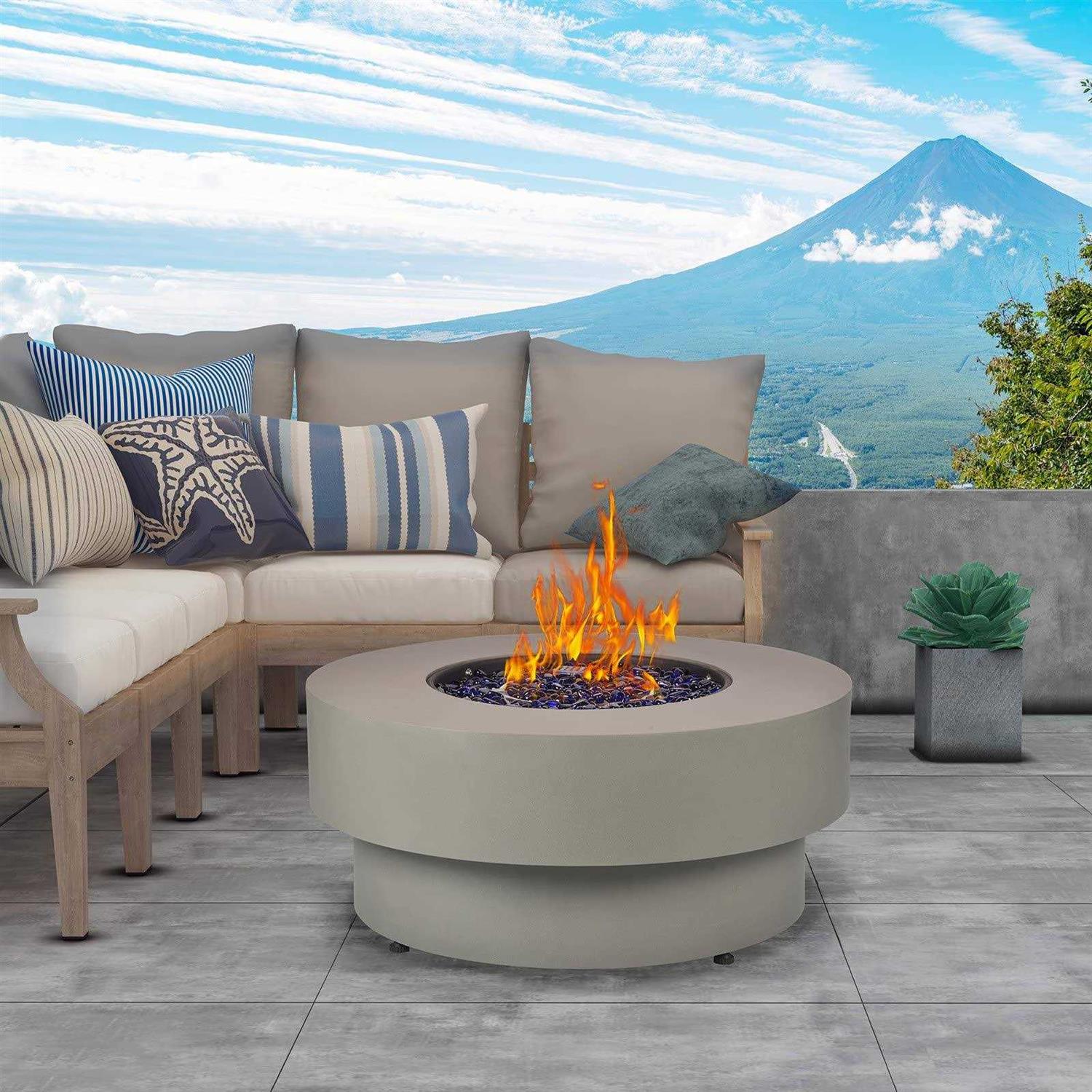 Baide Home 32.5 inch Round 50,000 BTU Gas Fire Pit Table for Outdoor Patio Garden Backyard Decking with Lid - Image 4