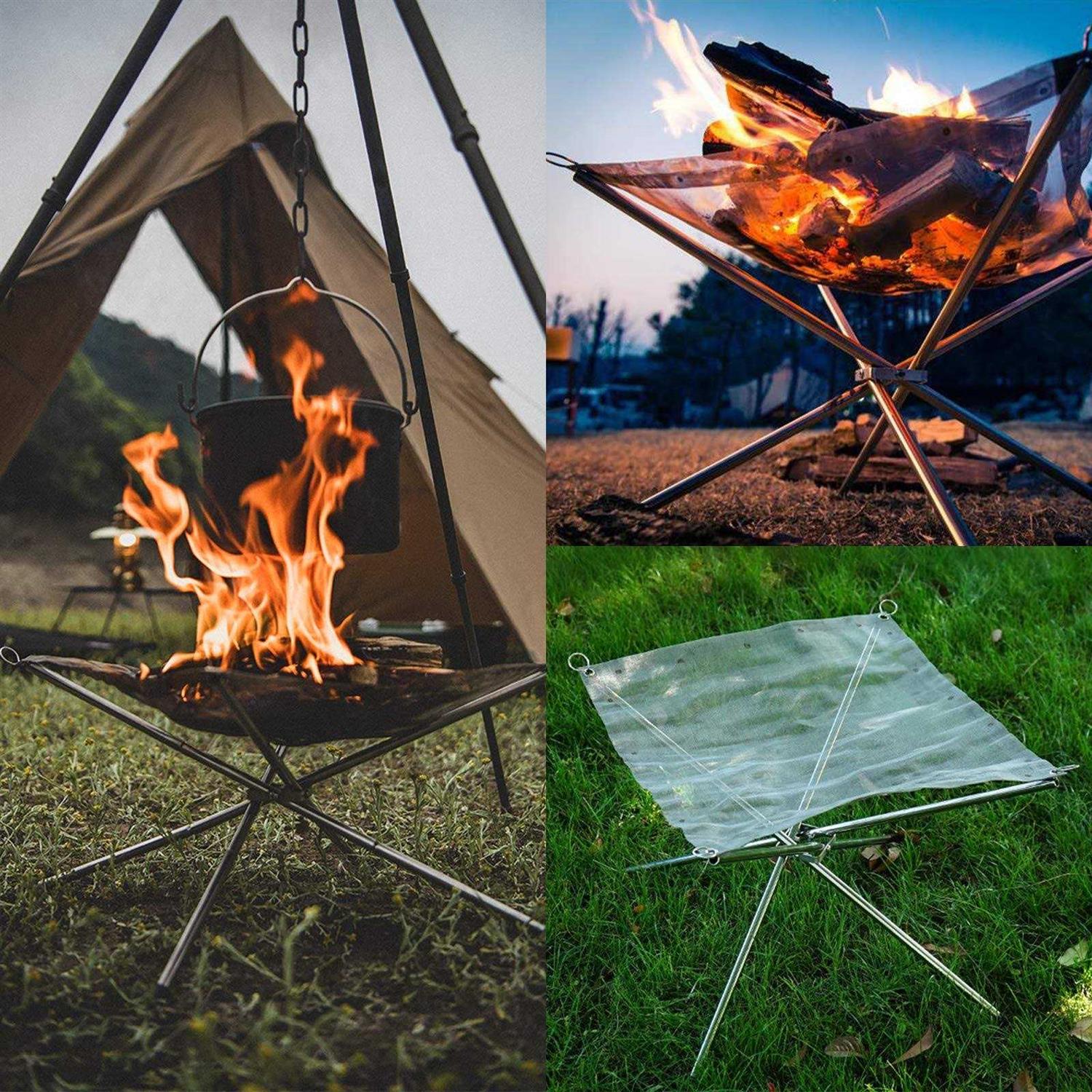 Portable Outdoor Fire Pit 22 Inch Upgrade Foldable Stainless Steel Mesh Fire Pit - Image 3