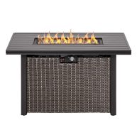 Nuu Garden 42.91-in W 50000-BTU Dark Brown&Coffee Tabletop Iron Propane Gas Fire Pit Table Stainless Steel