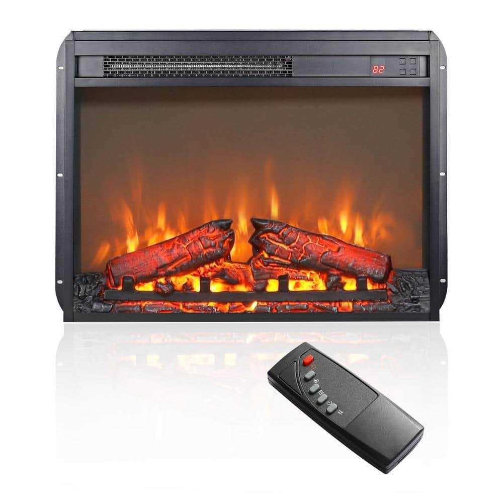 Cesicia 23 in. Electric Fireplace Insert Ultra Thin Heater with Log Set Realistic Flame