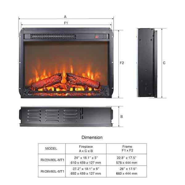 Cesicia 23 in. Electric Fireplace Insert Ultra Thin Heater with Log Set Realistic Flame - Image 2