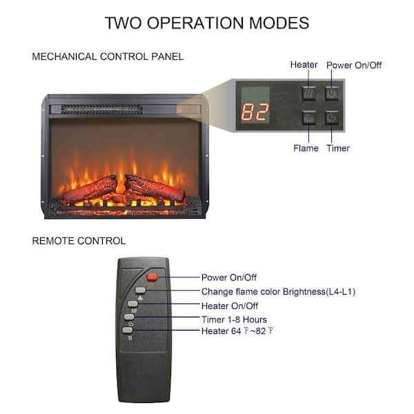 Cesicia 23 in. Electric Fireplace Insert Ultra Thin Heater with Log Set Realistic Flame - Image 4