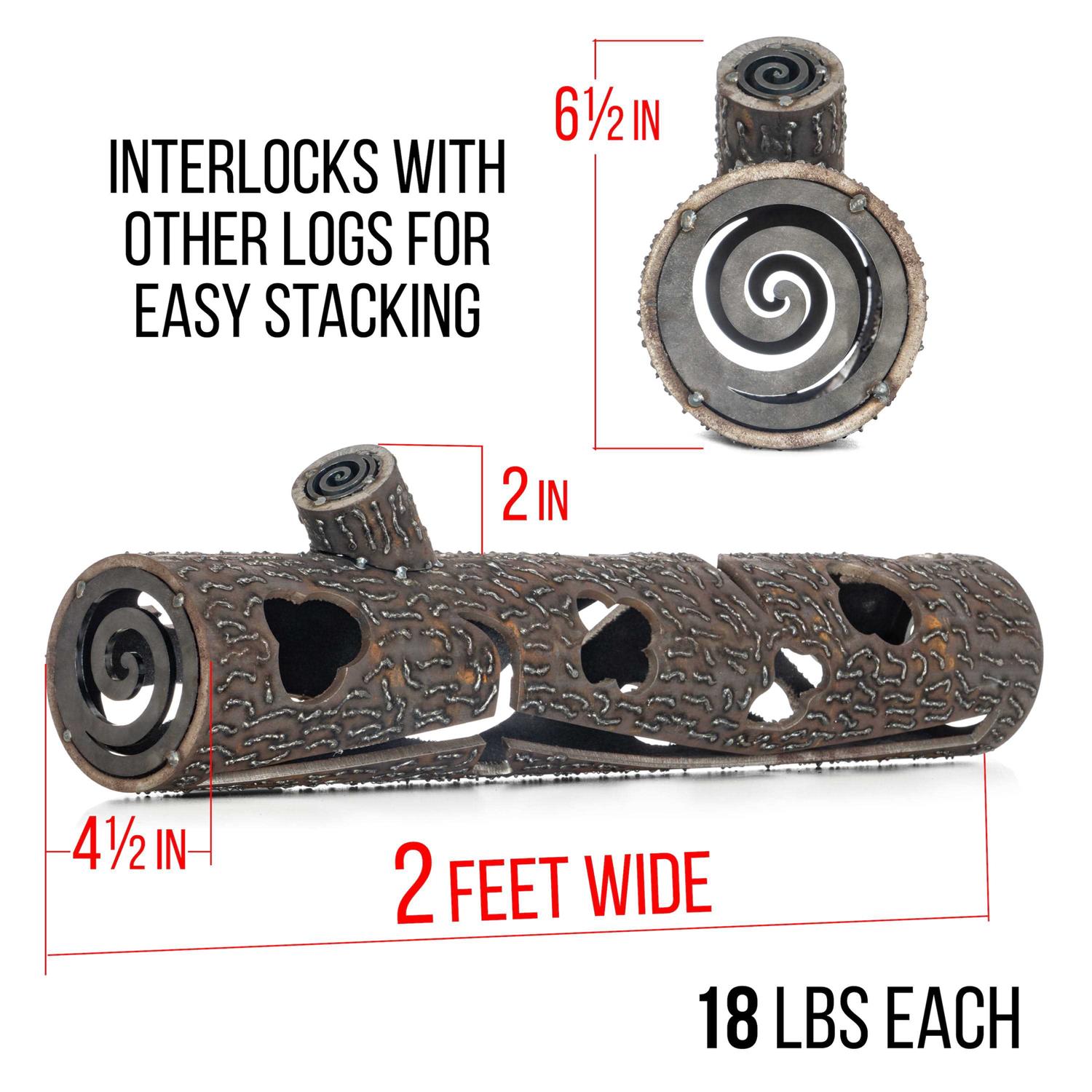 Maxam 24 in. Metal Decorative Interlocking Fire Pit Log HHLOG24 - Image 2