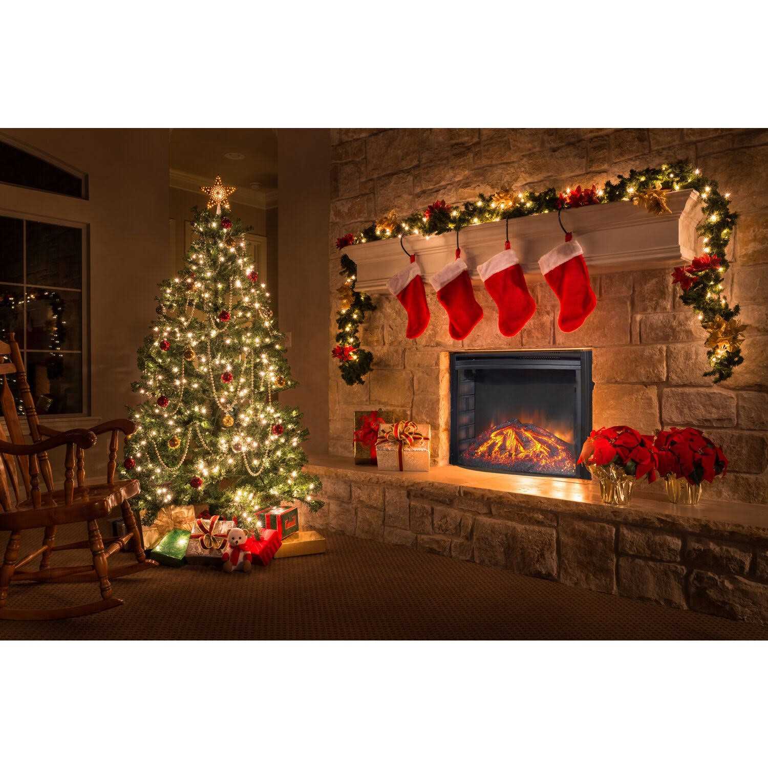 Cambridge 25 Freestanding Electric Curved Fireplace Heater Insert - Image 2