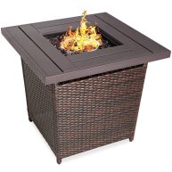 Best Choice Products 28in Propane Gas Fire Pit Table 50,000 BTU Outdoor Wicker w/ Glass Beads