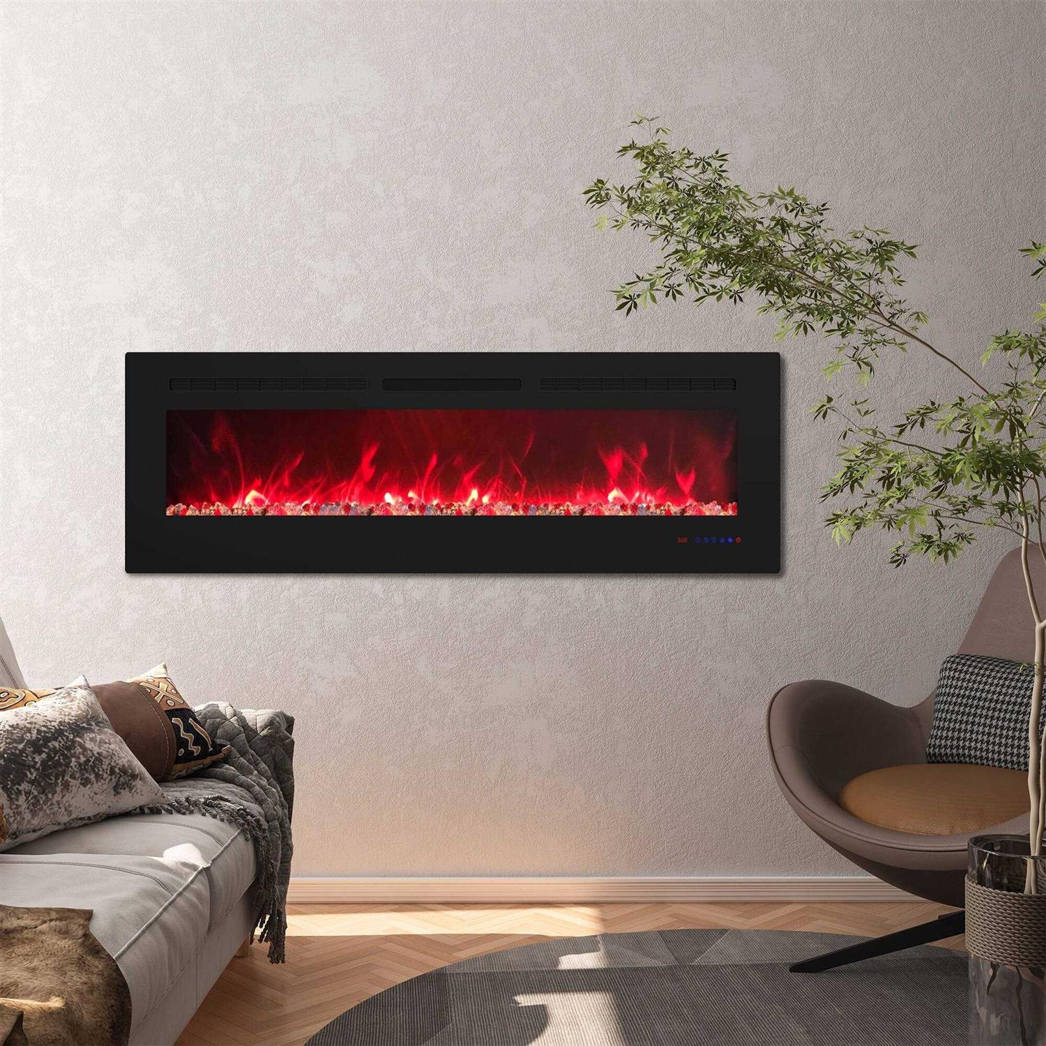 Clihome 60&” Built-in and Wall-Mounted Electric Fireplace - Image 4