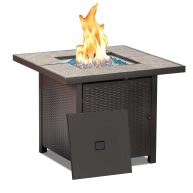 BALI OUTDOORS Propane Gas Fire Pit Table 32 inch 50,000 BTU Square Gas Firepits for Outside