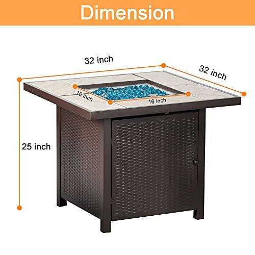BALI OUTDOORS Propane Gas Fire Pit Table 32 inch 50,000 BTU Square Gas Firepits for Outside - Image 5