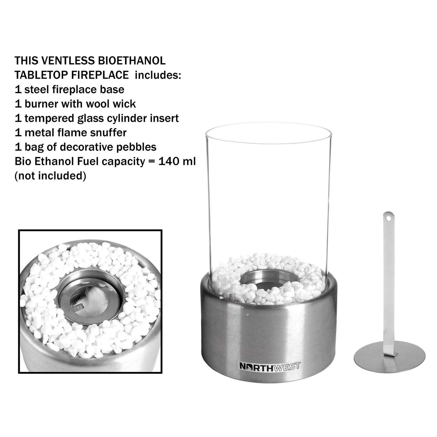 Northwest Bio Ethanol Ventless Fireplace-Tabletop Cylinder Real Flame Smokeless Clean Burning 80-BIOFP-2 - Image 4