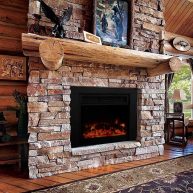 Black Electric Faux Log Fireplace Insert
