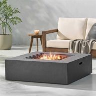 Aidan Outdoor 50,000 BTU Lightweight Concrete Square Fire Pit by Christopher Knight Home