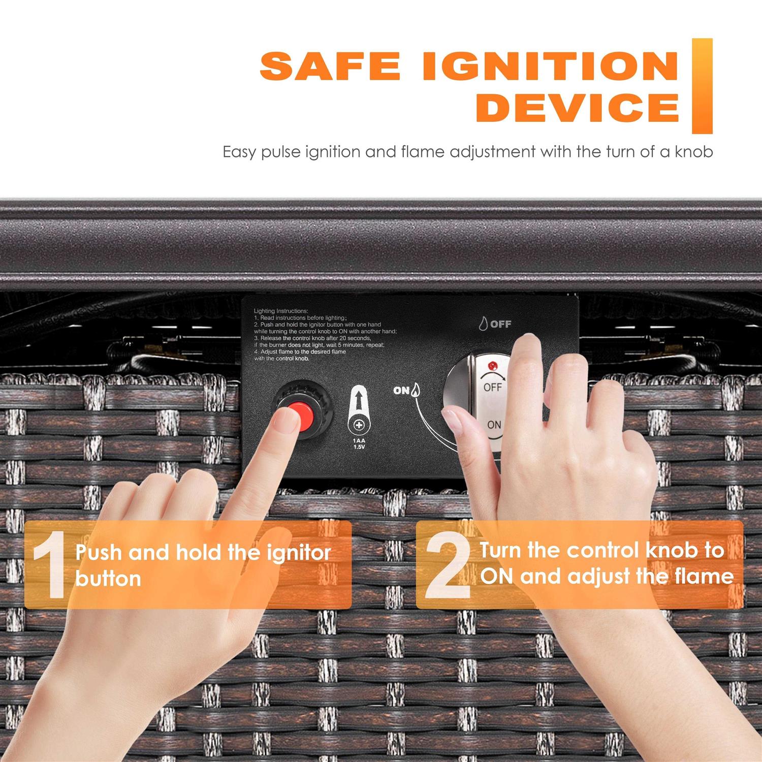 Nuu Garden Outdoor 43-Inch Propane Gas Fire Pit Table - Image 2