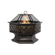 Best Choice Products 24in Hex-Shaped Steel Fire Pit for Garden