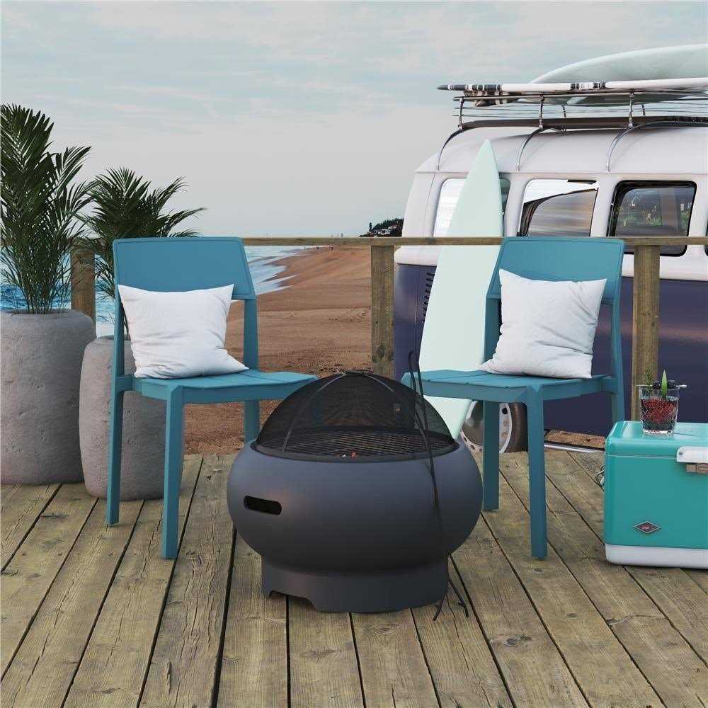 Novogratz Poolside Collection Asher Wood Burning Fire Pit with Grilling Surface - Image 3