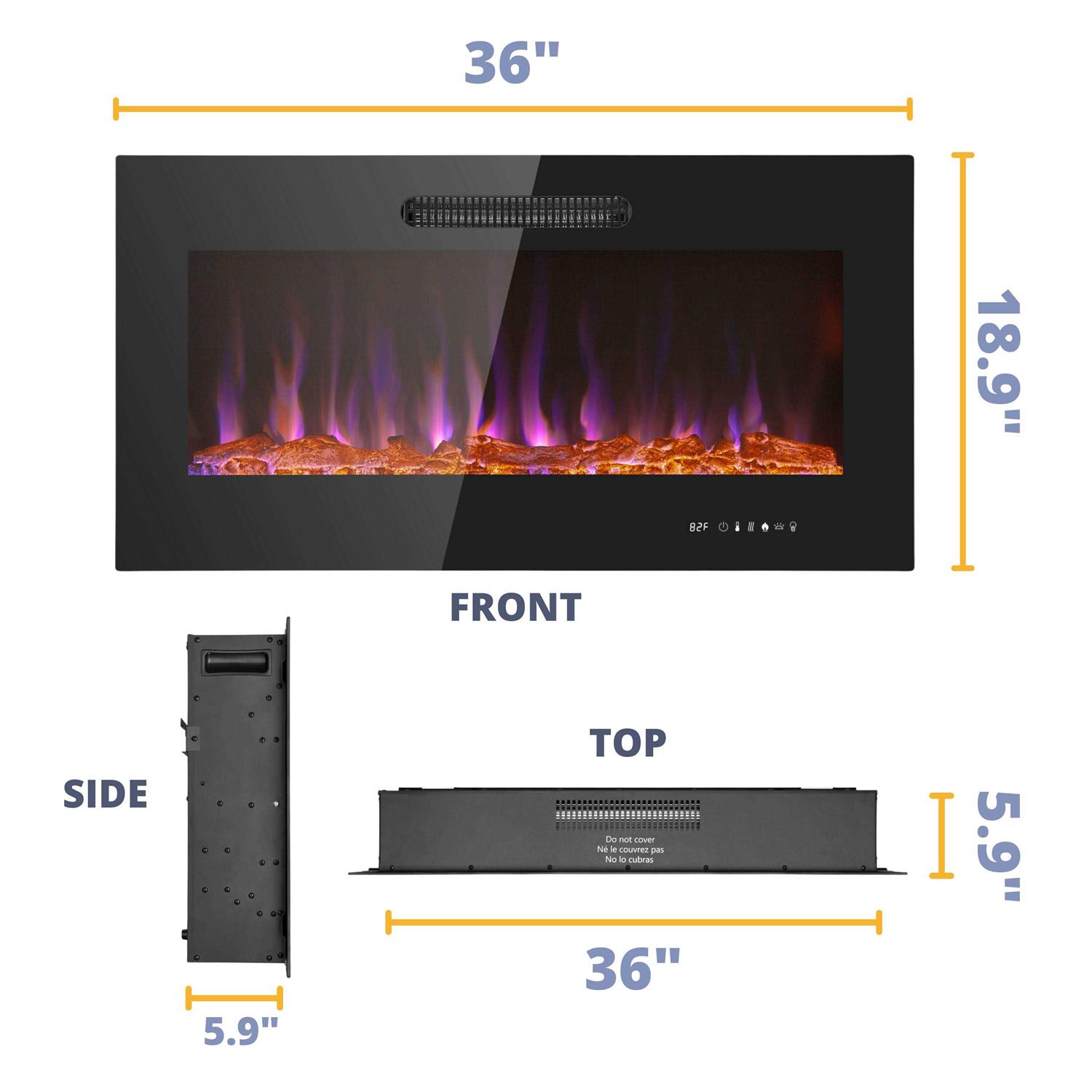 Prominence Home LED Slim Design Electric Fireplace Insert and Wall Mounted Fireplace with 1500 Watt Heater - Image 2