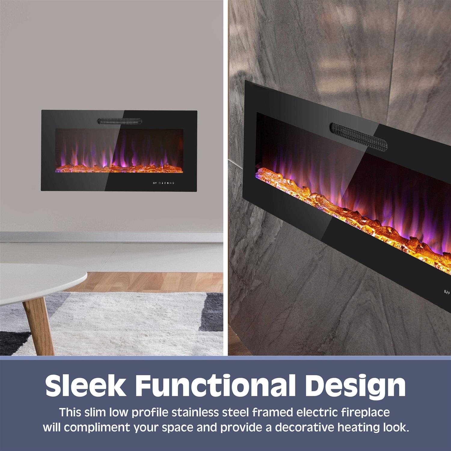 Prominence Home LED Slim Design Electric Fireplace Insert and Wall Mounted Fireplace with 1500 Watt Heater - Image 3