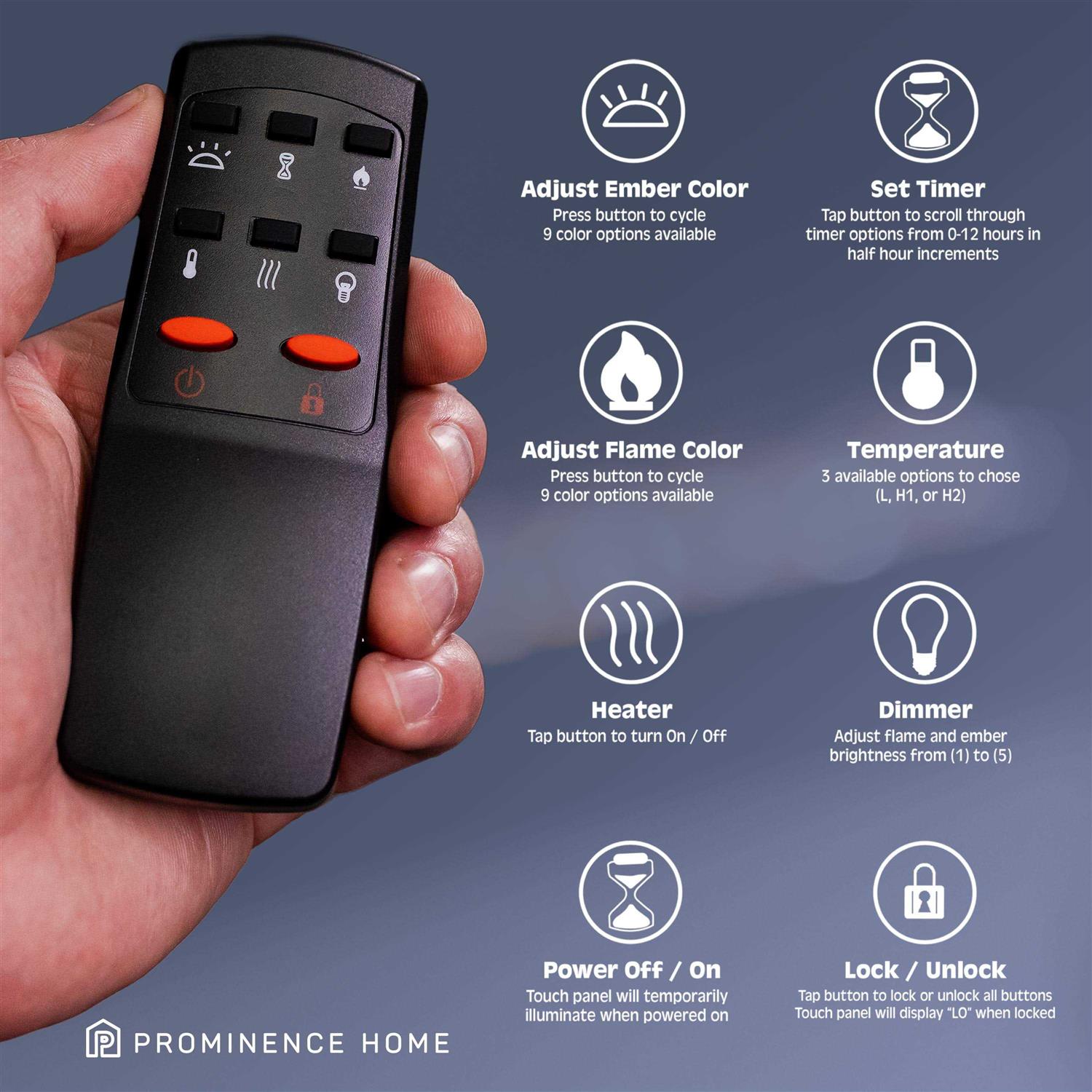 Prominence Home LED Slim Design Electric Fireplace Insert and Wall Mounted Fireplace with 1500 Watt Heater - Image 4