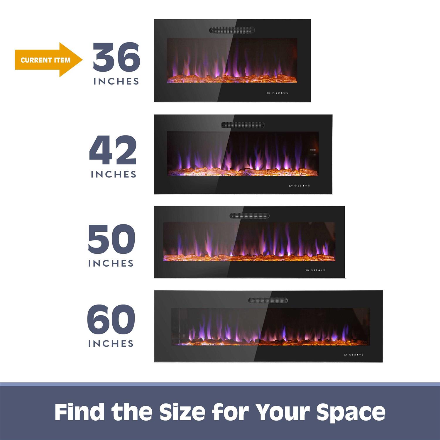 Prominence Home LED Slim Design Electric Fireplace Insert and Wall Mounted Fireplace with 1500 Watt Heater - Image 5