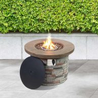 Berkley Jensen 35 Round Wood/Stone Gas Fire Pit