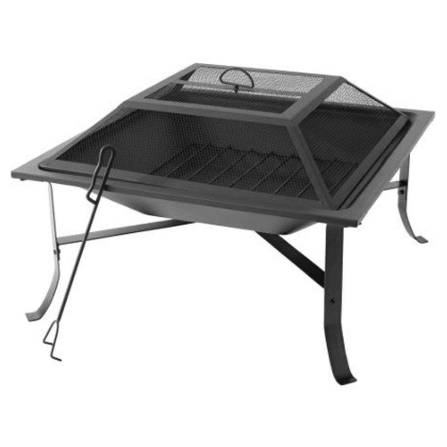 Mainstays Square Fire Pit with Screen Poker & Cover - Image 2