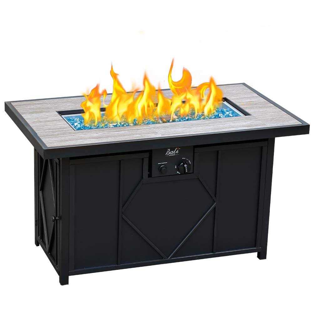 Bali Outdoors Propane Fire Pit 60000 Btu Fire Pit Table With Ceramic Tile Tabletop Rectangle for Garden/patio
