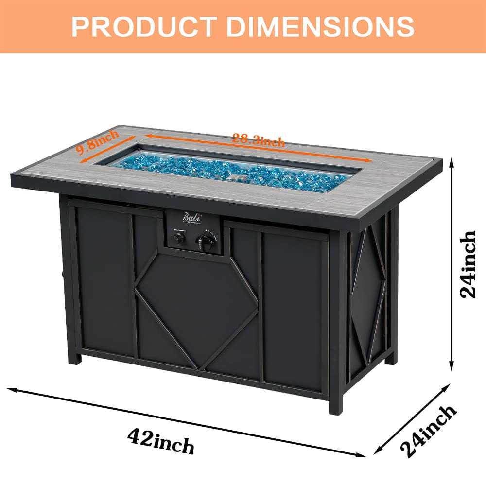 Bali Outdoors Propane Fire Pit 60000 Btu Fire Pit Table With Ceramic Tile Tabletop Rectangle for Garden/patio - Image 4