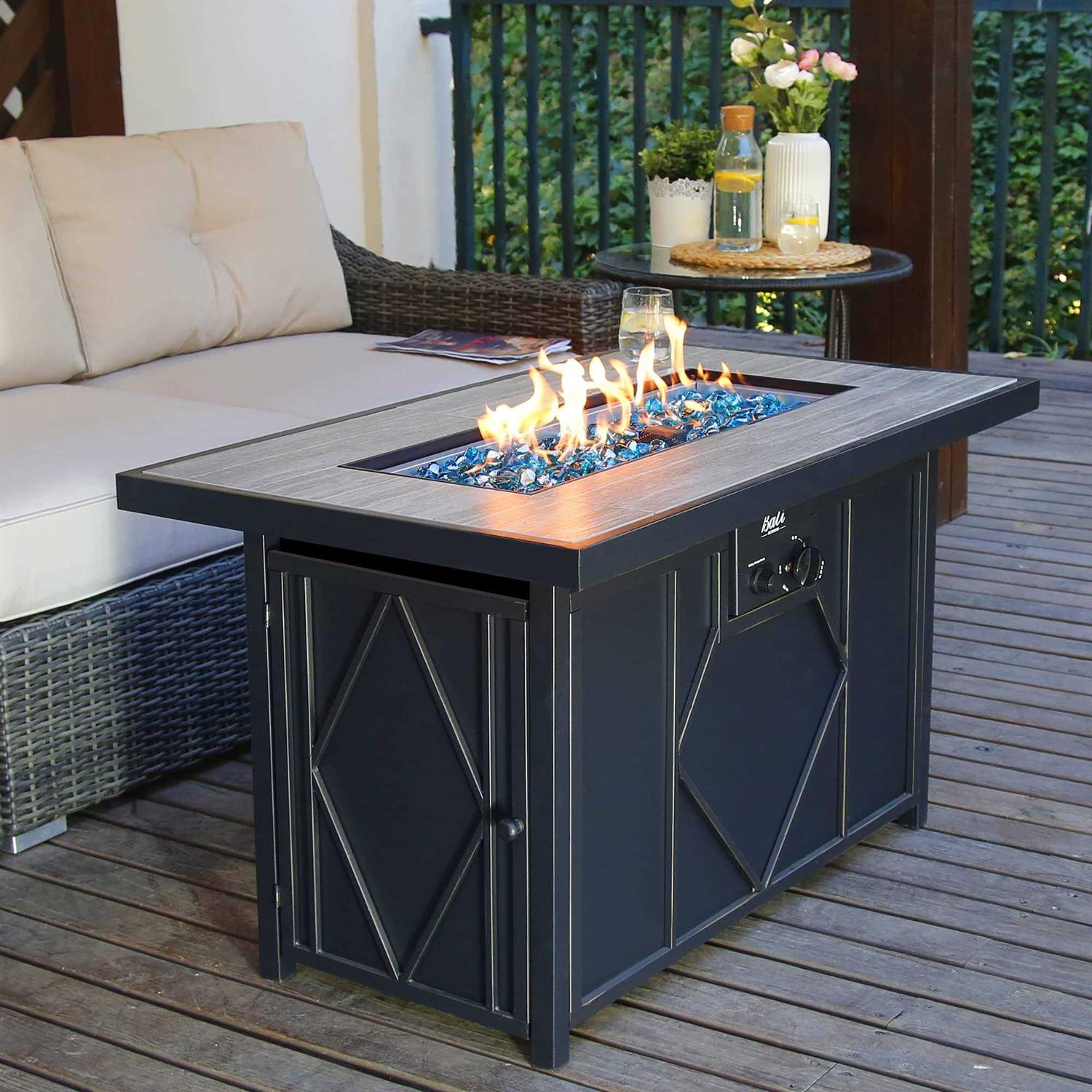 Bali Outdoors Propane Fire Pit 60000 Btu Fire Pit Table With Ceramic Tile Tabletop Rectangle for Garden/patio - Image 5