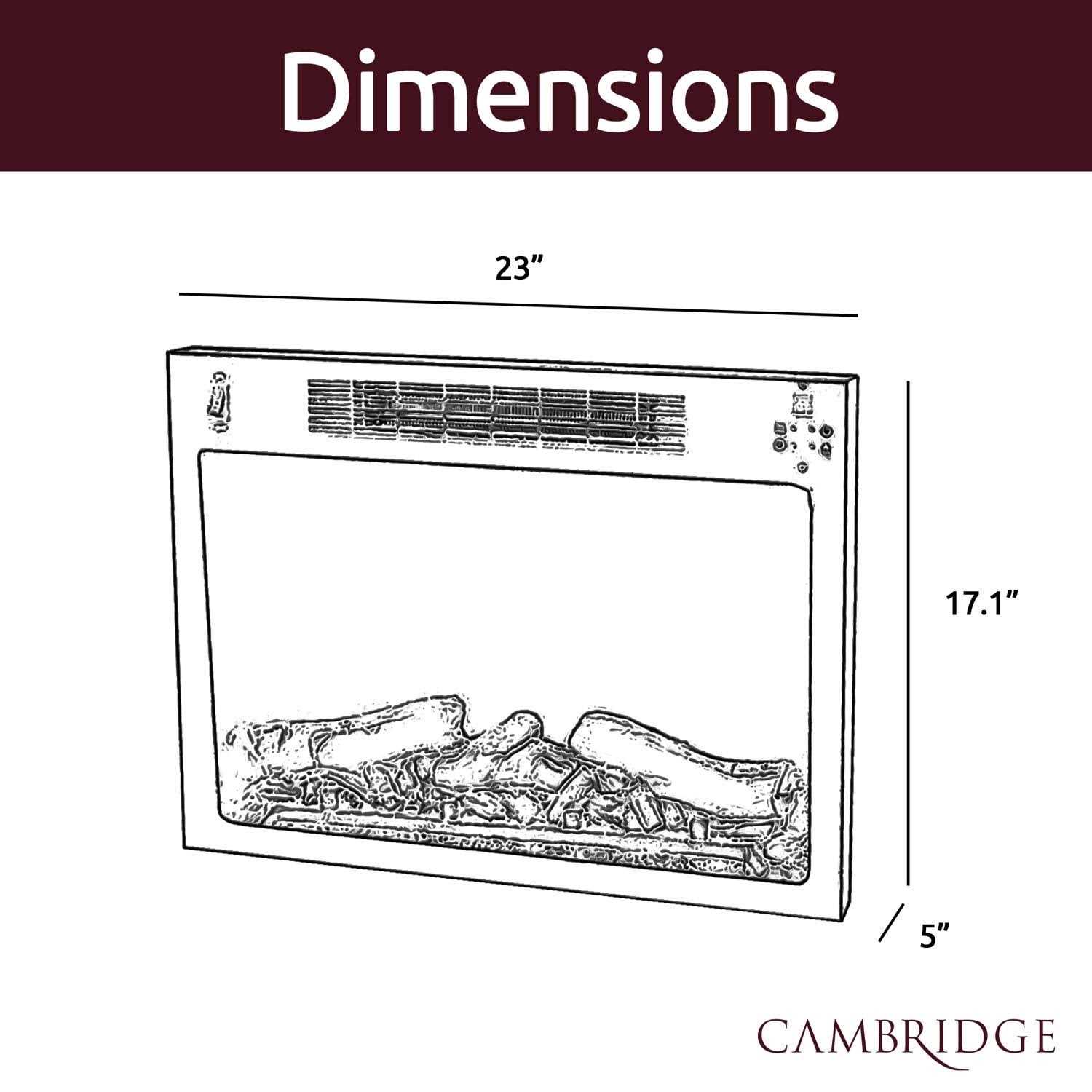 Cambridge Electric Fireplace Insert Charred - Image 3