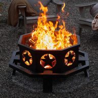 PaPaJet 35 Inch Outdoor Fire Pits Octagonal Wood Burning Fire Pit