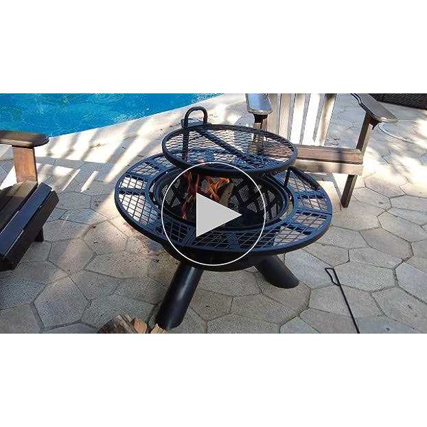 BALI OUTDOORS Fire Pits Outdoor Wood Burning Wood Fire Pit with Cooking Grate Outdoor Fireplace with Cooking Grill Firepit Grill - Image 2