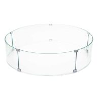 Ams Fireplace Round Fire Pit Glass Wind Guard Clear Tempered Glass Flame Protective Pane. Wind Resistant with Aluminum Corner Bracket and