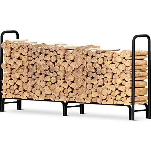 AMAGABELI GARDEN & HOME 8ft Outdoor Fire Rack Fireplace Heavy Duty Firewood Pile Storage Racks For Patio Deck Metal Log Holder Stand Tubular Steel - Image 3