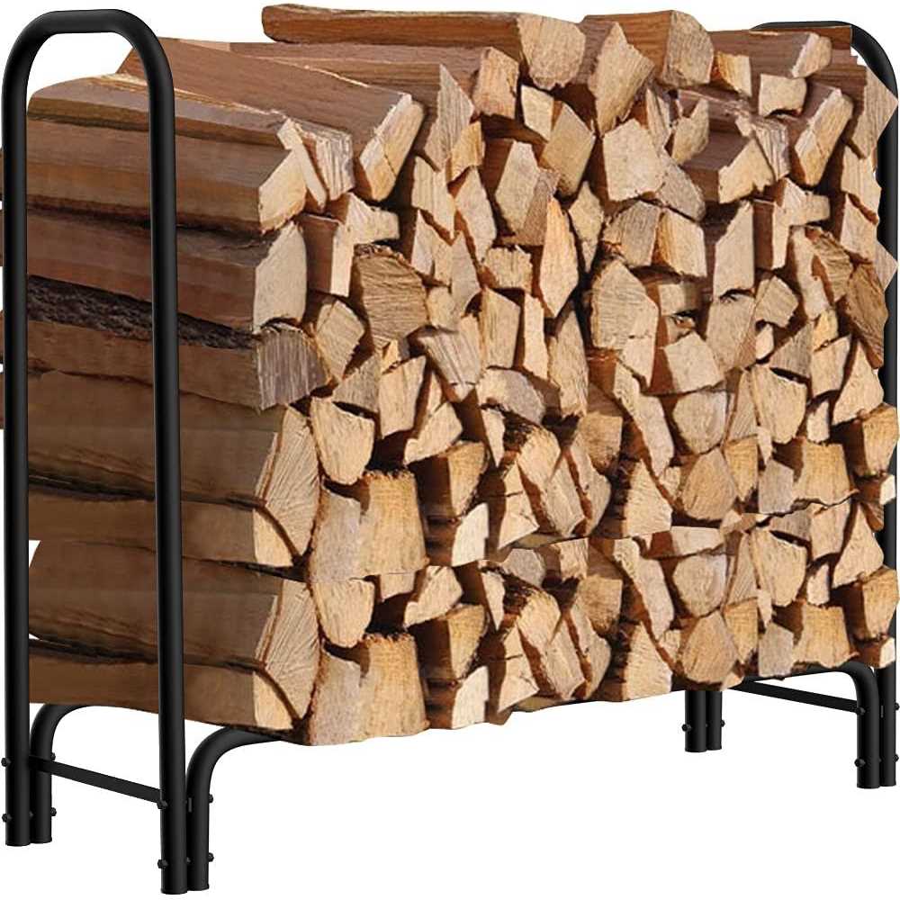 AMAGABELI GARDEN & HOME 8ft Outdoor Fire Rack Fireplace Heavy Duty Firewood Pile Storage Racks For Patio Deck Metal Log Holder Stand Tubular Steel - Image 4