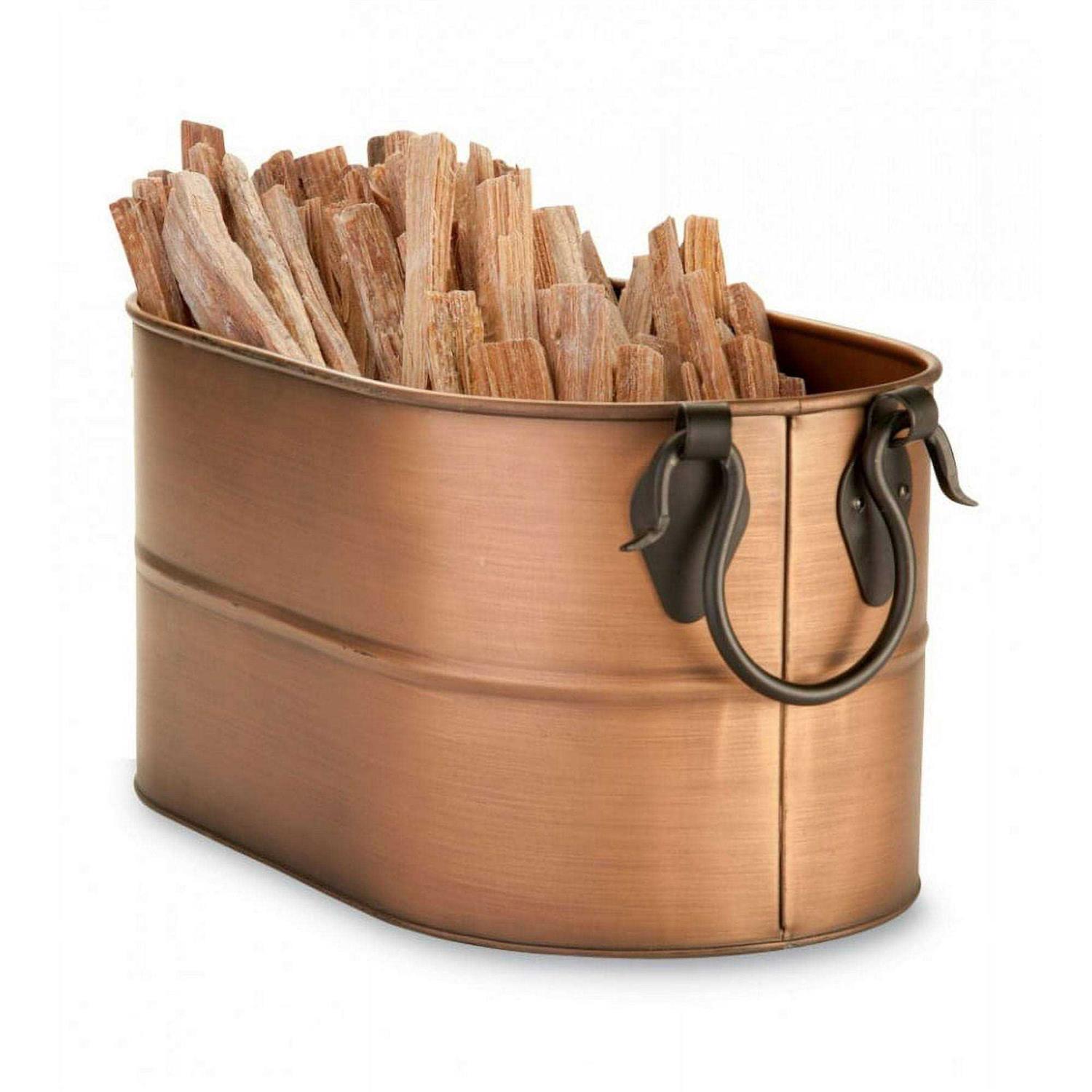Plow & Hearth Small Copper Finished Firewood Bucket With 5 lbs. Fatwood