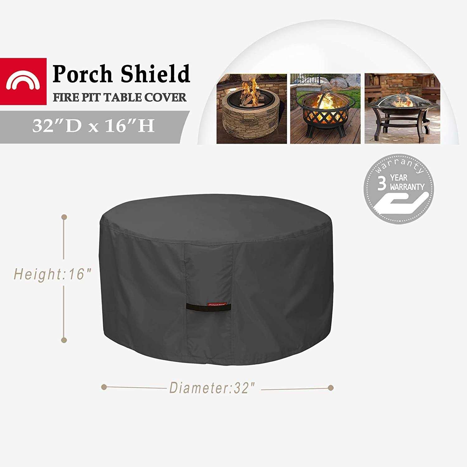 Porch Shield Fire Pit Cover Waterproof 600d Heavy Duty Round Patio Fire Bowl Cover - Image 4