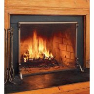 Plow & Hearth Solid Steel Flat Guard Fireplace Fire Screen
