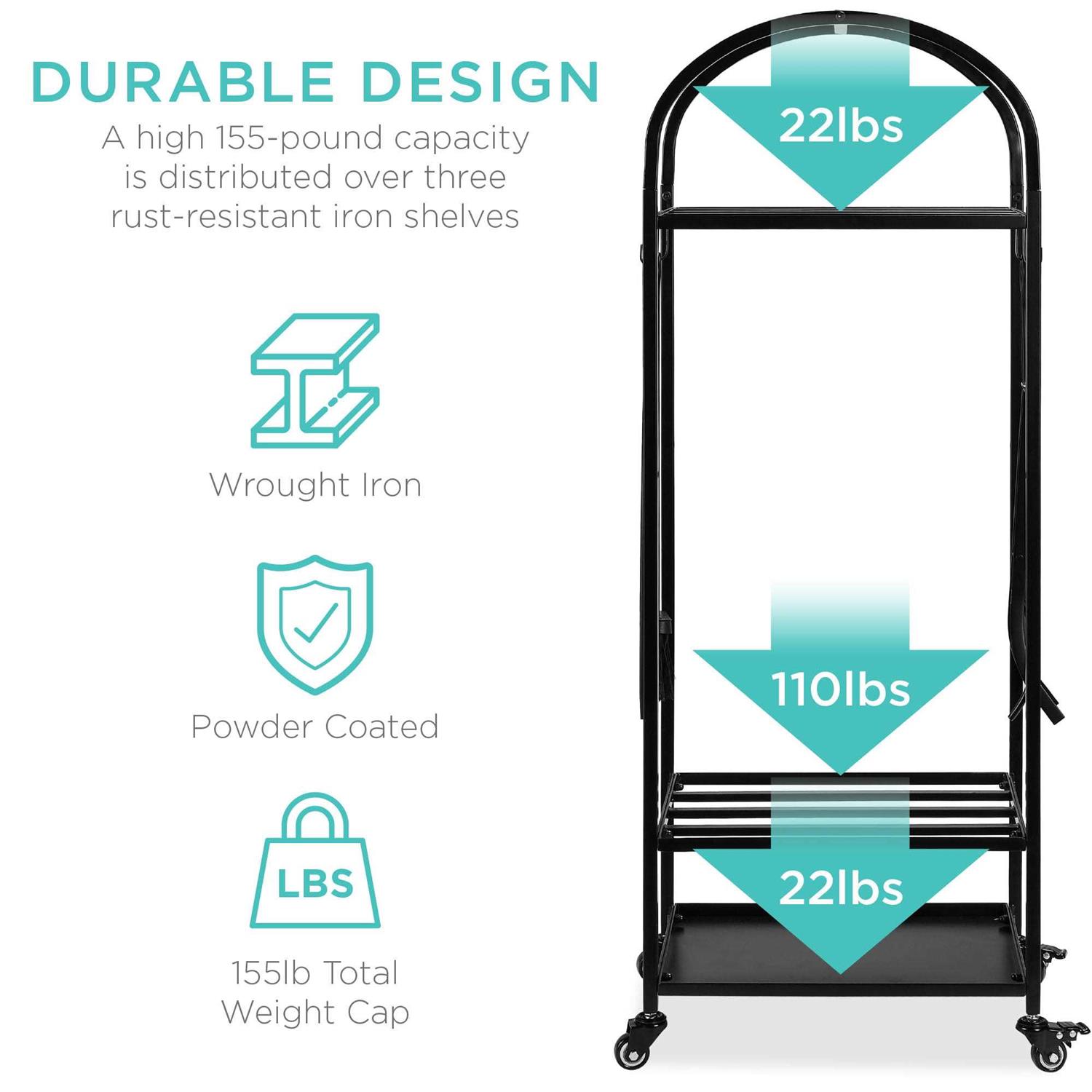 Best Choice Products 4ft 3-Tier Firewood Log Rack Vertical Wrought Iron Holder for Home w/ 4-Piece Tool Set - Image 4