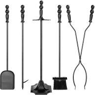 Best Choice Products 5-Piece Indoor Outdoor Fireplace Iron Tool Set w/ Tongs