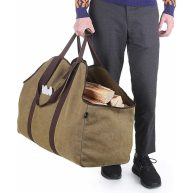 Bonthee Extra Large Waterproof Firewood Log Carrier Canvas Firewood Holder Indoor with Shoulder Strap and Top Handles Contained Weight-Relief Pad