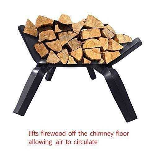 Amagabeli GARDEN & HOME Black Wrought Iron Fireplace Log Grate Wide Heavy Duty Solid Steel Indoor Chimney Hearth Bar Fire - Image 5