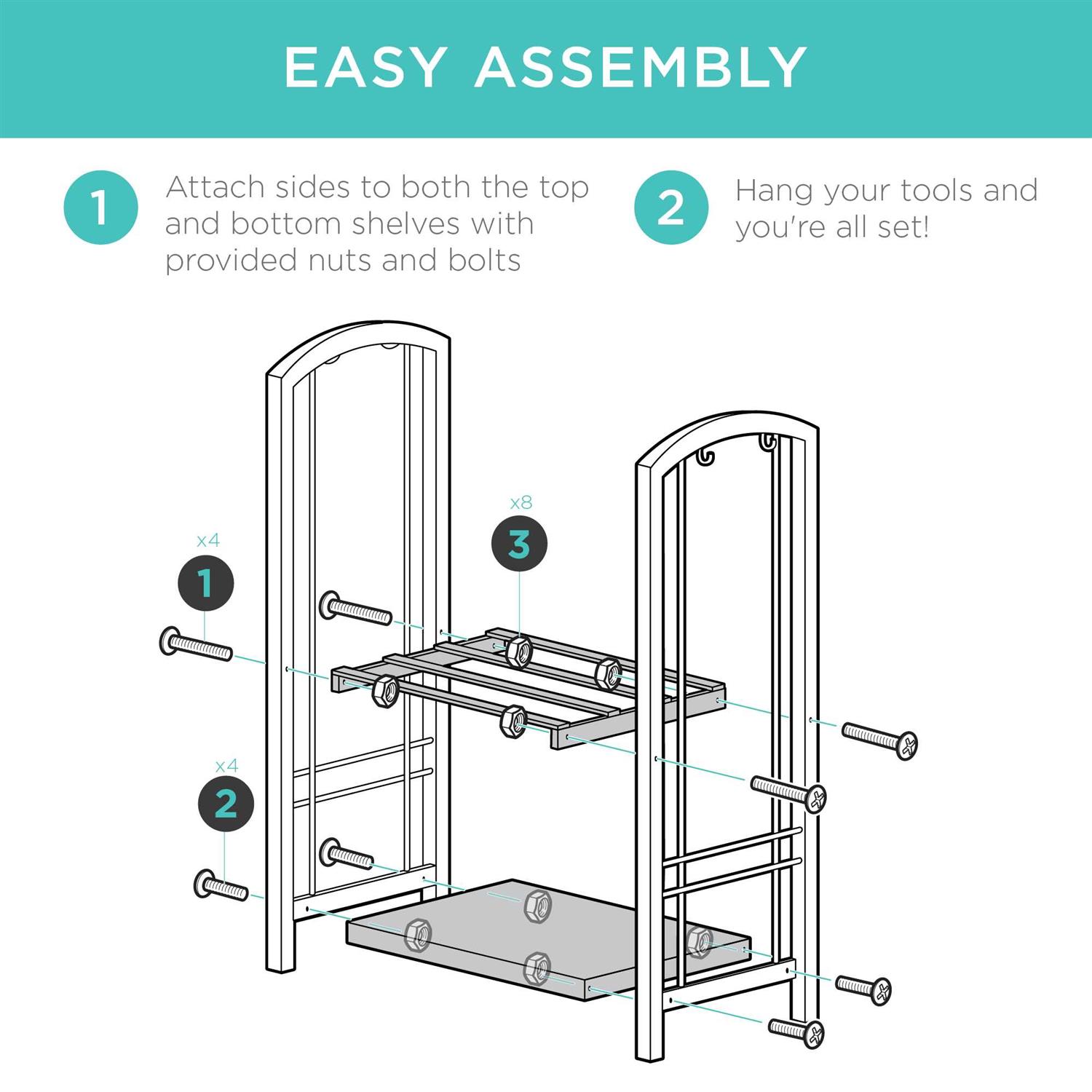 Best Choice Products 5-Piece Firewood Log Rack Holder Tools Set for Fireplace w/ Hook - Image 3