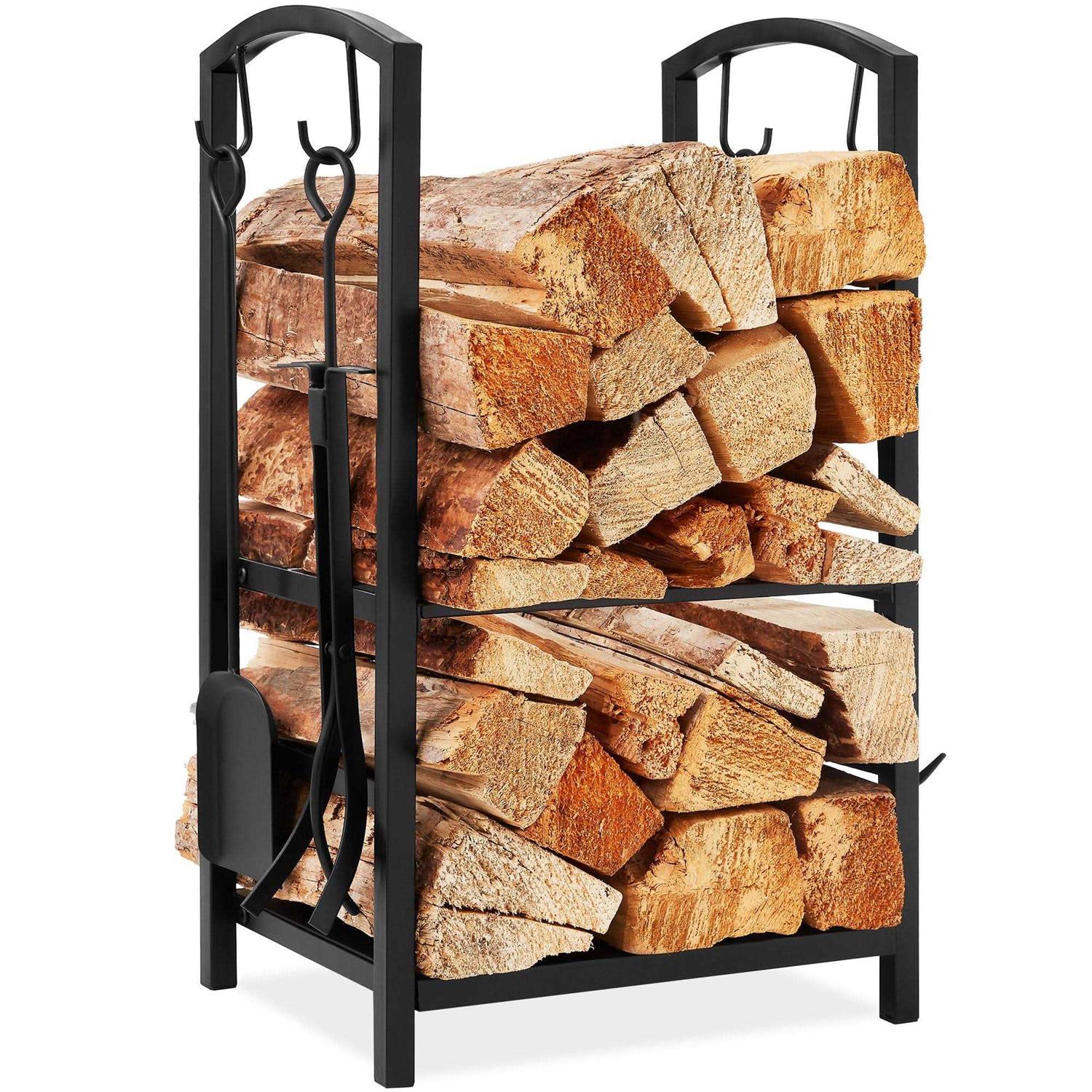 Best Choice Products 5-Piece Firewood Log Rack Holder Tools Set for Fireplace w/ Hook - Image 5