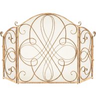 Best Choice Products 3-Panel 55x33in Wrought Iron Fireplace Safety Screen Decorative Scroll Spark Guard Cover