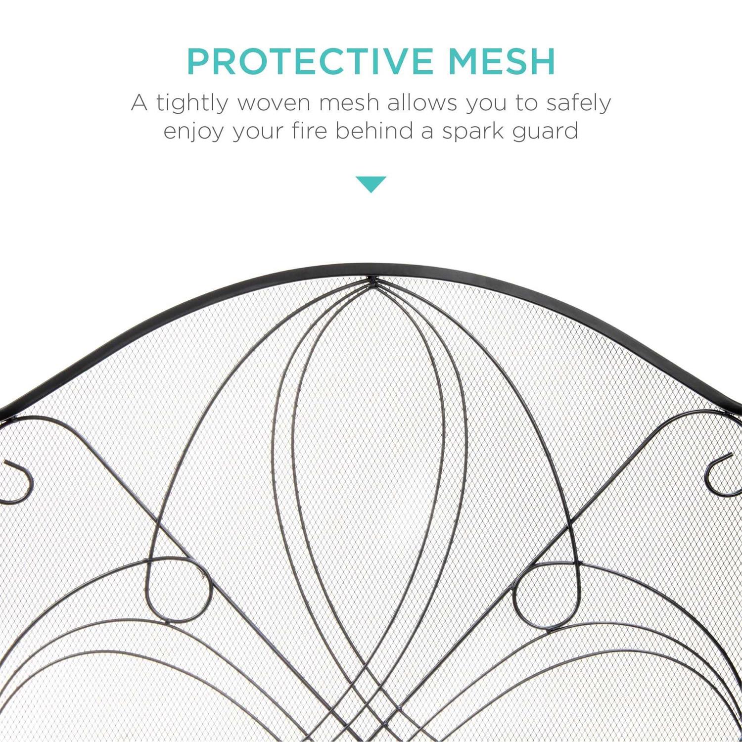 Best Choice Products 3-Panel 55x33in Wrought Iron Fireplace Safety Screen Decorative Scroll Spark Guard Cover - Image 2