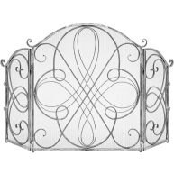 Best Choice Products 3-Panel 55x33in Wrought Iron Fireplace Safety Screen Decorative Scroll Spark Guard Cover