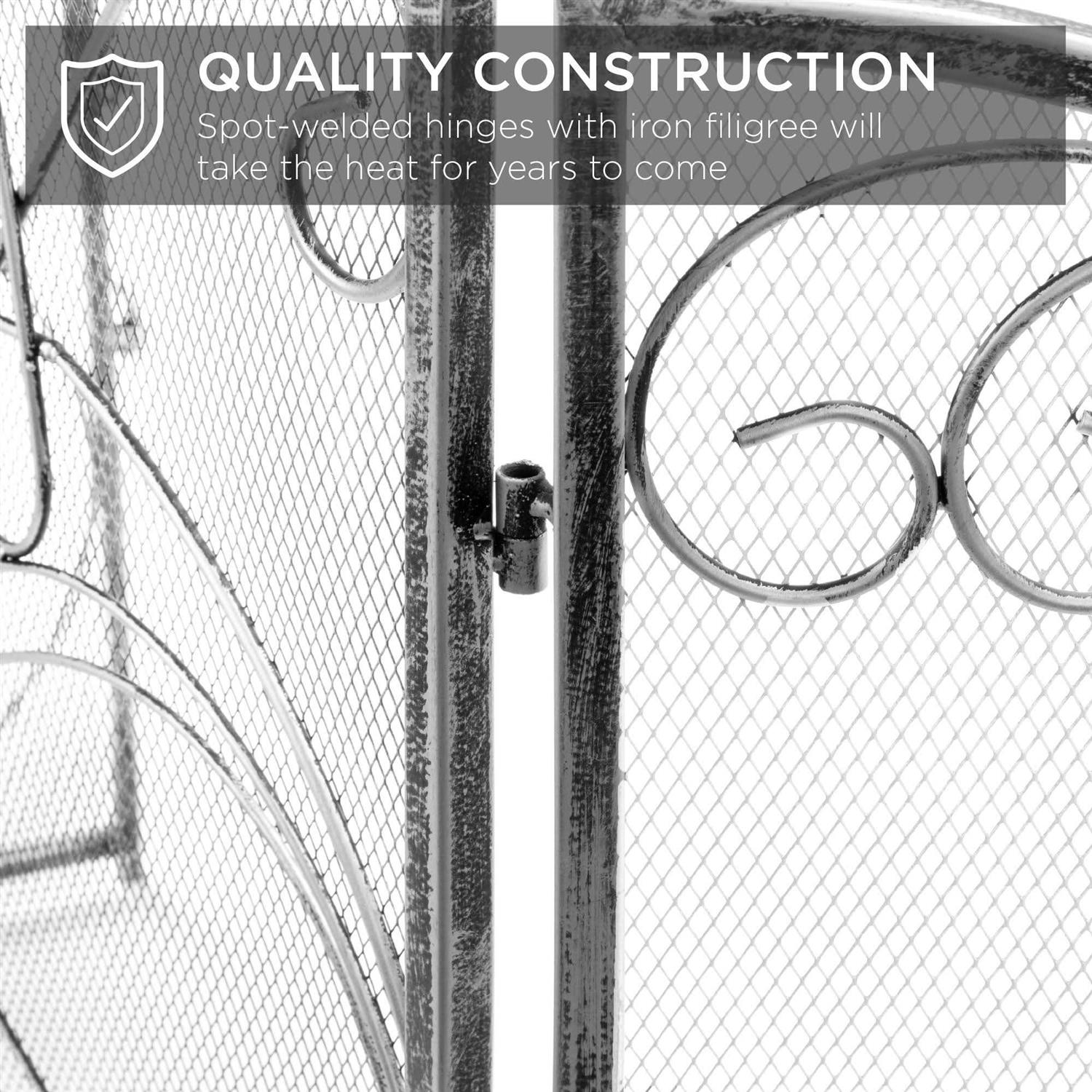 Best Choice Products 3-Panel 55x33in Wrought Iron Fireplace Safety Screen Decorative Scroll Spark Guard Cover - Image 2