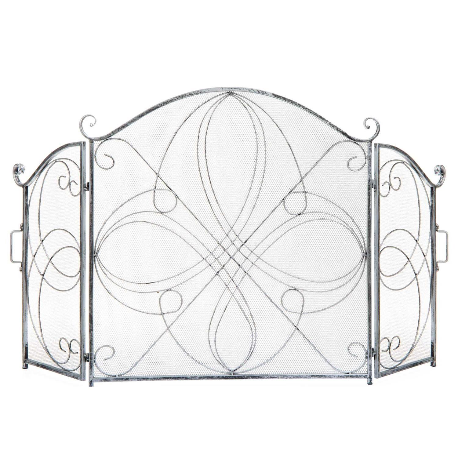 Best Choice Products 3-Panel 55x33in Wrought Iron Fireplace Safety Screen Decorative Scroll Spark Guard Cover - Image 3