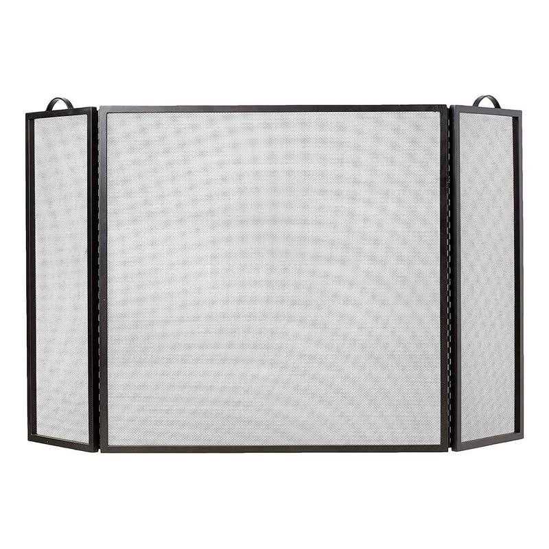 Plow & Hearth Classic Tri-Fold Flat-Guard Fireplace Fire Screen
